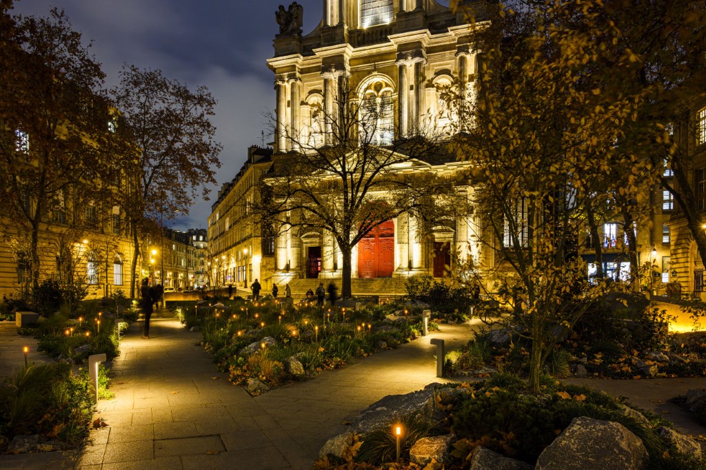 The memorial garden in Paris, known as the Jardin du 13 Novembre 2015 in tribute to the victims of the November 13 attacks was vandalized again on Sunday. (Photo by J-F ROLLINGER / Only France via AFP)