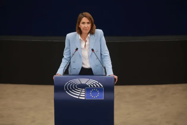 Renew Europe President and French MEP Valérie Hayer has accused two French conservative media of relaying Kremlin narratives and called on the country’s media regulator to intervene. (Photo by Johannes Simon/Getty Images)