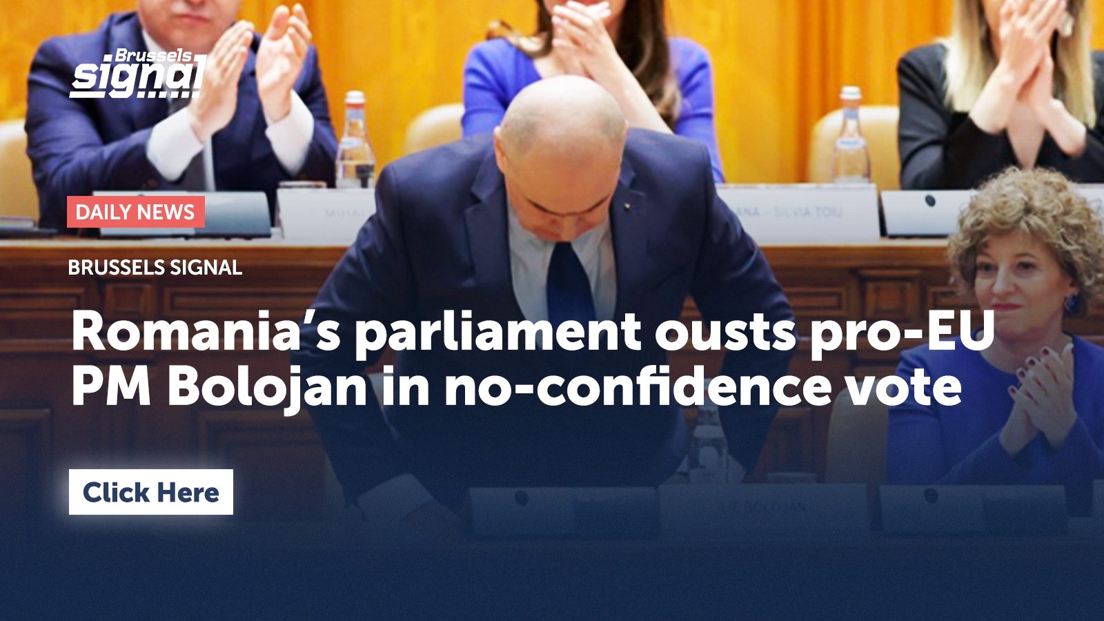 Romania’s parliament ousts pro-EU PM Bolojan in no-confidence vote