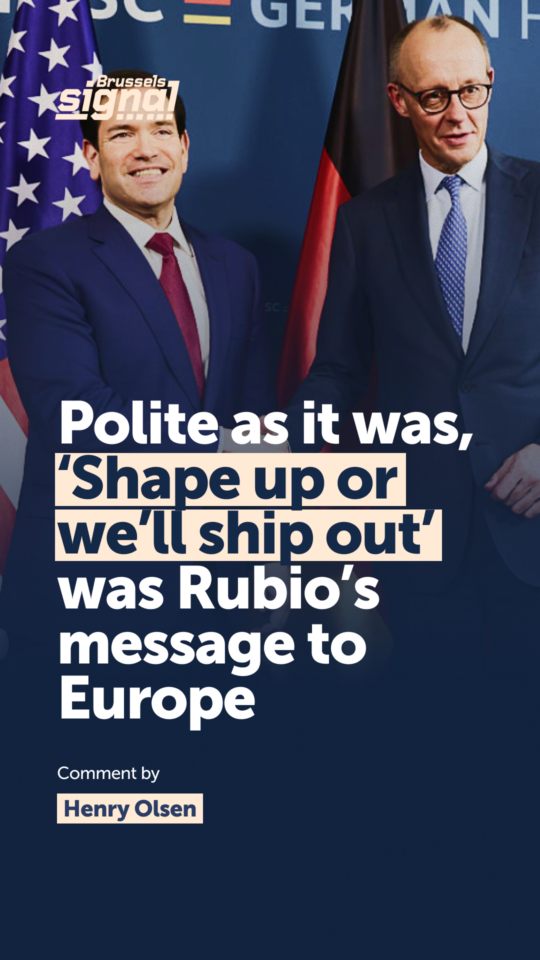 Polite as it was, "Shape up or we'll ship out was Rubio's message to Europe