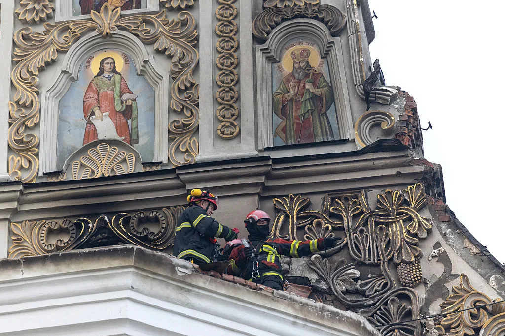 Russian missiles set fire to Kyiv cathedral as overnight strikes kill nine