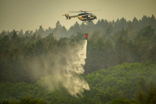 A wildfire burns in the High Fens nature reserve in Belgium