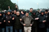 Nationalist protest halts first Orange Order march through Portadown in 28 years