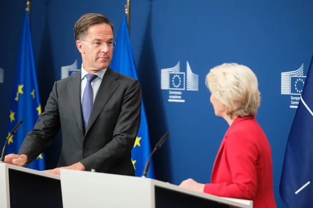 Von der Leyen and Rutte meet in Brussels over 'Russian hybrid attacks'